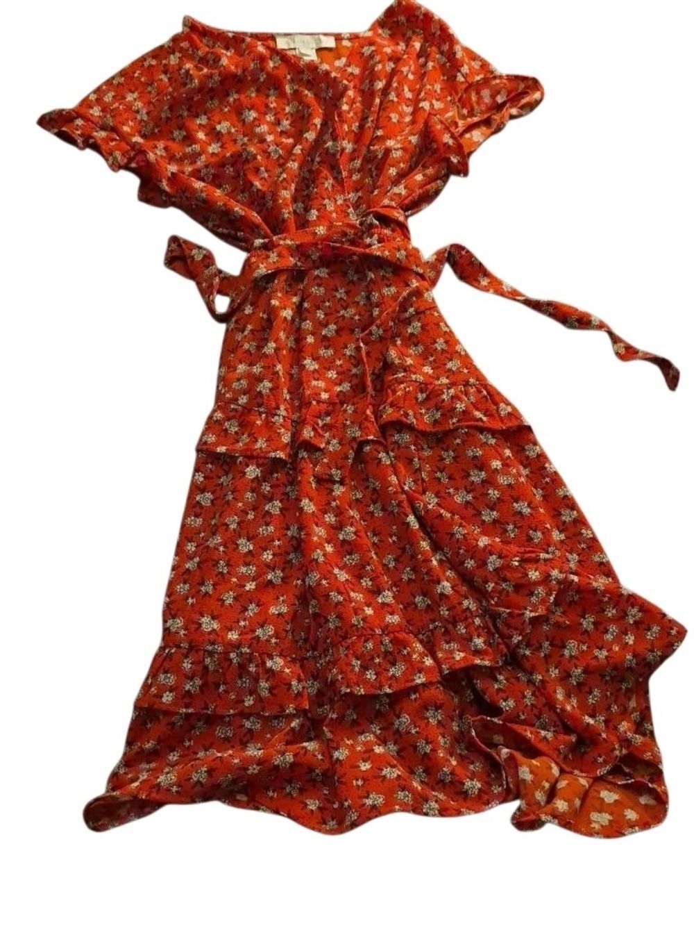 Monteau Red Floral Midi Dress(433)